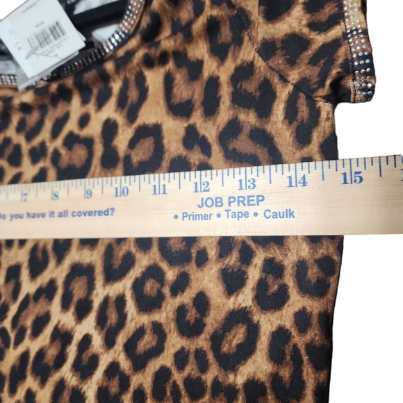 NWT Buffalo Med women's top Blouse animal print cold shoulder cap sleeve - Picture 9 of 10